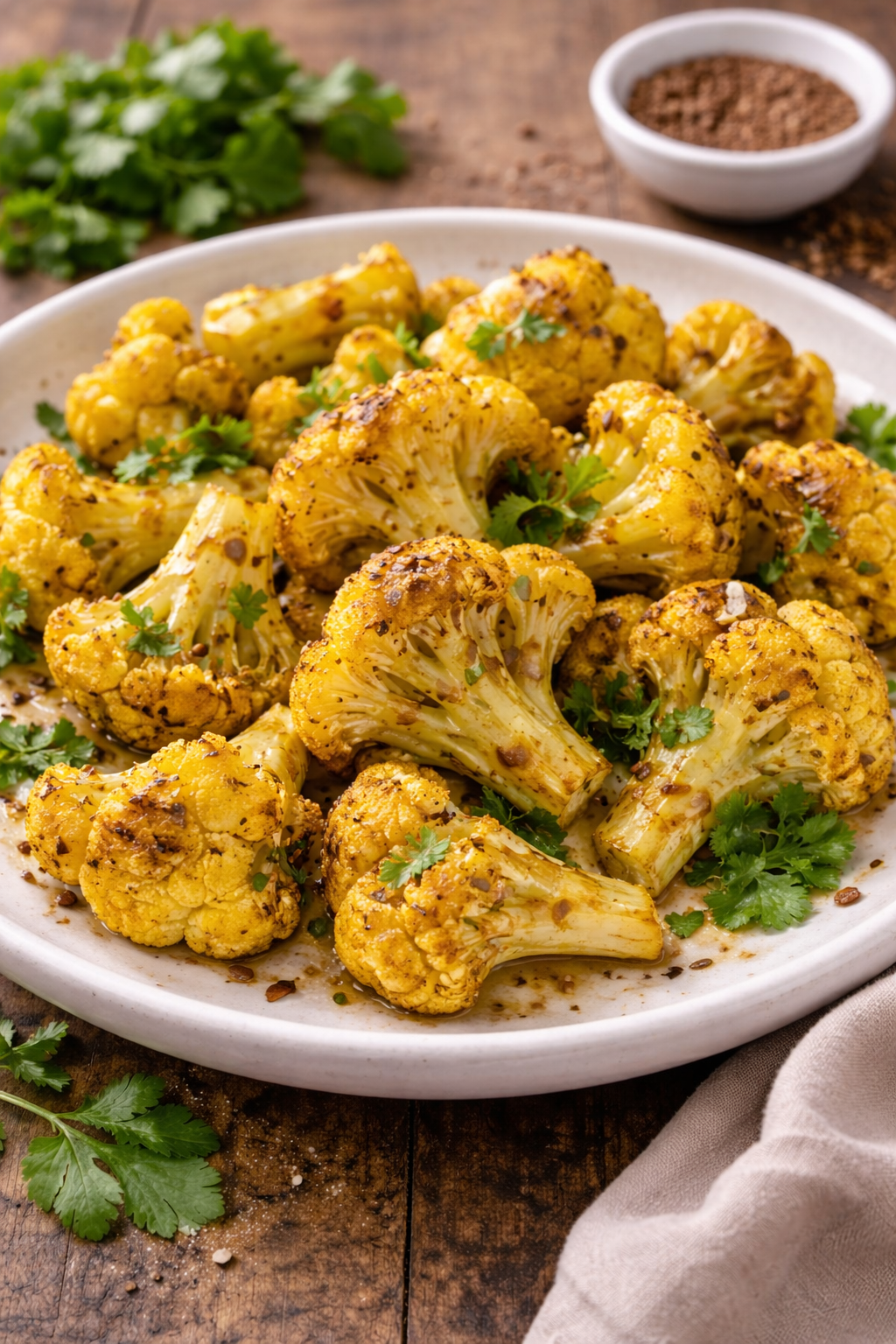 Geroosterde bloemkool met kurkuma en komijn, gezond vegan recept van Healthyslim in Zoetermeer